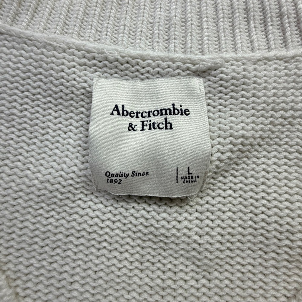 Abercrombie & Fitch Woman's Cream Knit V‎ Neck Vest Tank Top Sweater Size L - Picture 2 of 6